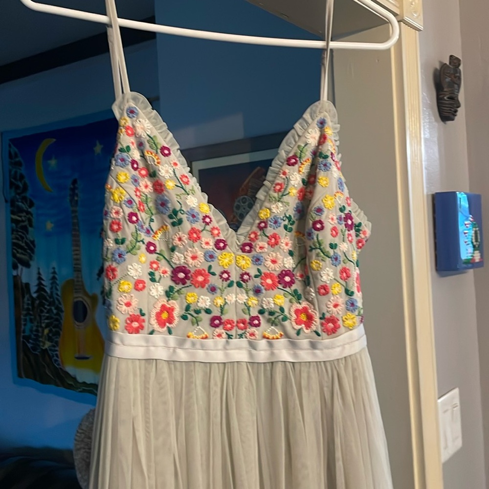 Needle and Thread Floral Embellished Gray Dress